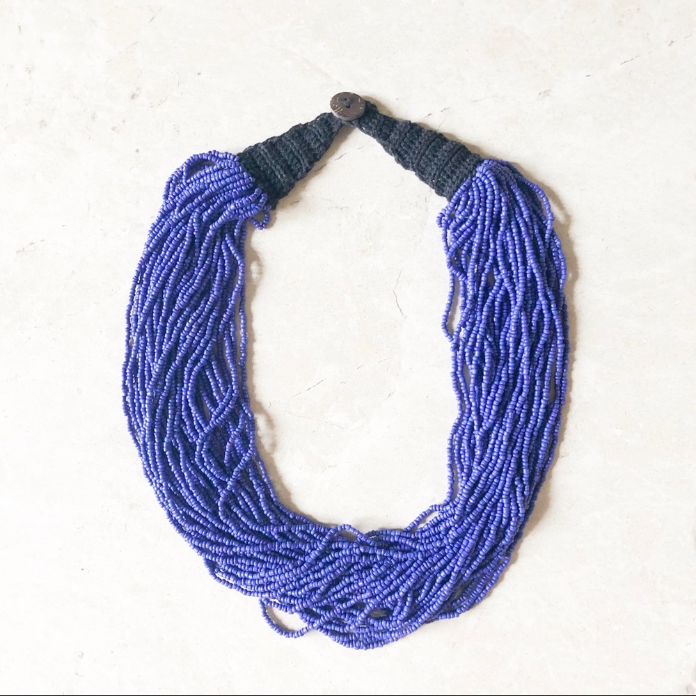Royal blue beaded layered necklace